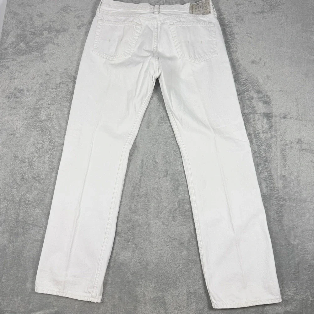 Polo Ralph Lauren Mens 34x32 Y2K Classic Fit Hudson White Straight Leg Denim